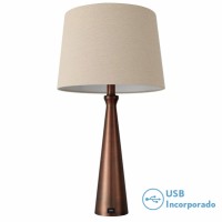 Distribuidor - Lâmpadas Diversas | Sobre Mesas Decoração | SOBREMESA PEARL 1XE27 MARRON 61X33X33 CM PUERTO USB Ref: 130771002